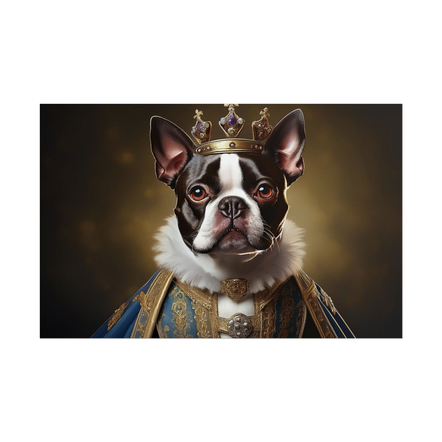 Boston Terrier Renaissance Dog Portrait Art Print, Wall Decor Gift, Animal Lover Home Decor, Dog Wall Art