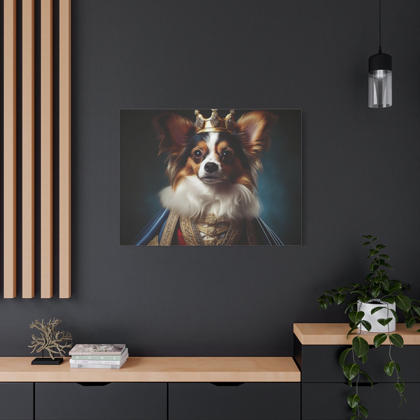 Papillon Pet Portrait Renaissance on Canvas, wall art, wall print, dog portrait, dog art