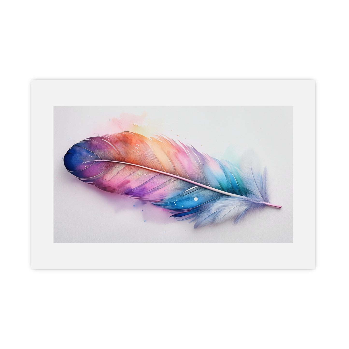 Vibrant Rainbow Feather Watercolor Print - 2 | Elegant Wall Art & Prints | Unique Home Decor | Wall Print | Wall Art