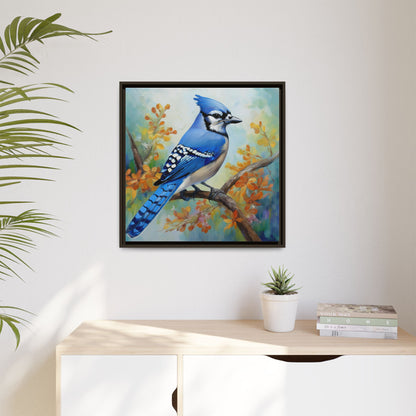 Blue Jay Bird Oil Painting Framed Canvas for Bird Lovers Home Decor, Indoor Wall Art, Wall Print, Bird Art, Living Room Wall Art
