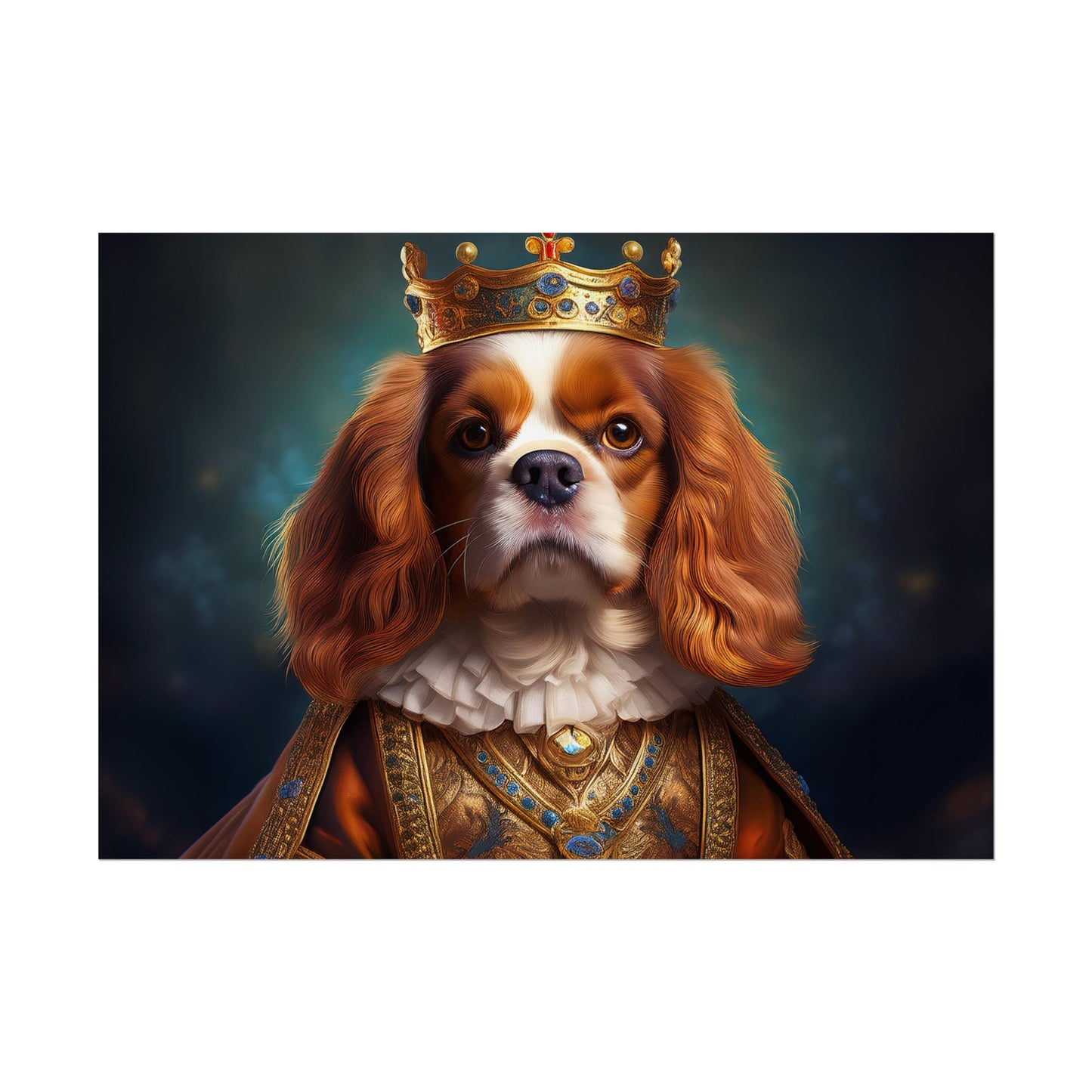 Cavalier King Charles Spaniel Art Pet Portrait Print, Renaissance, Wall Print, Wall Art