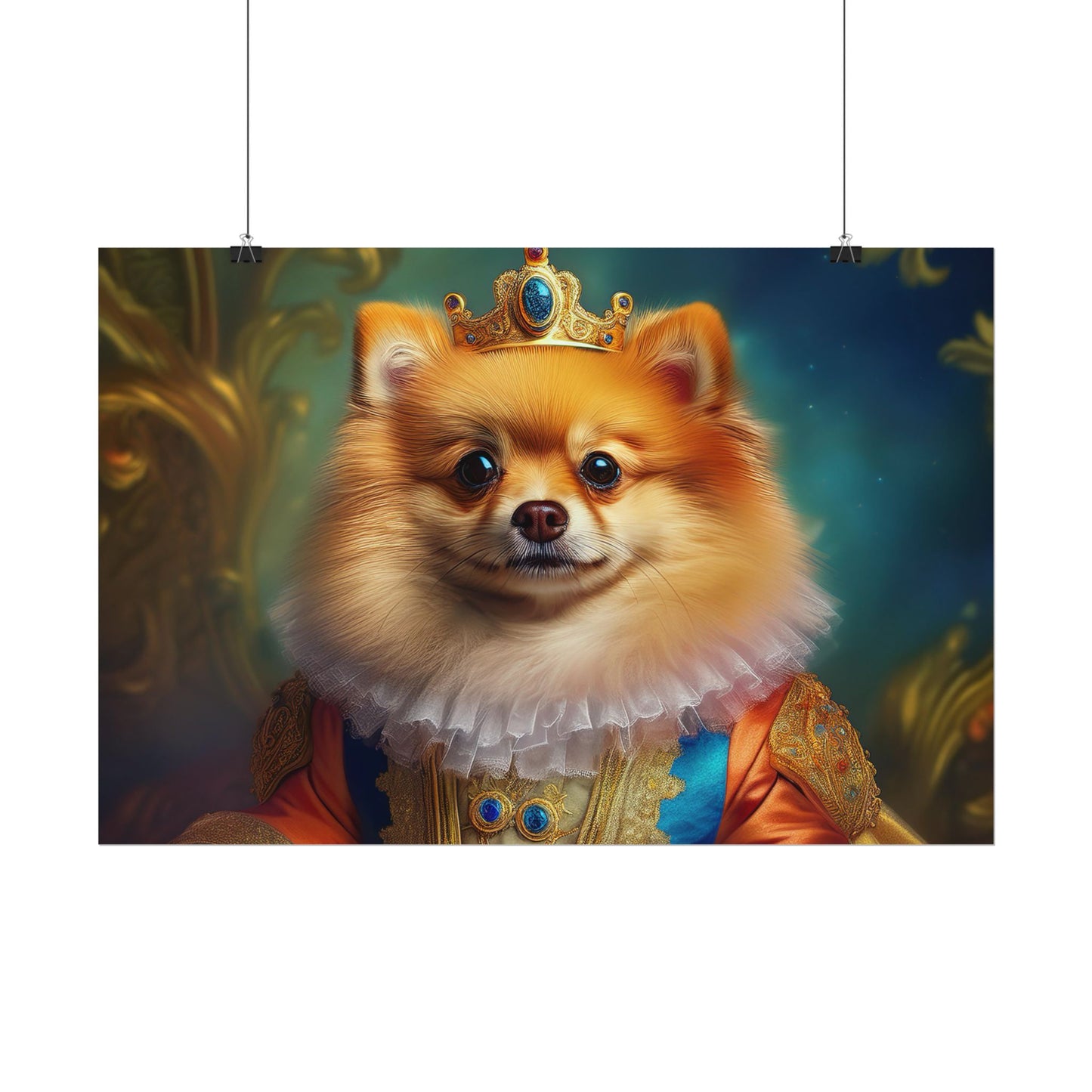 Pomeranian Renaissance Dog Portrait Art Print, Wall Decor Gift, Animal Lover Home Decor, Dog Wall Art