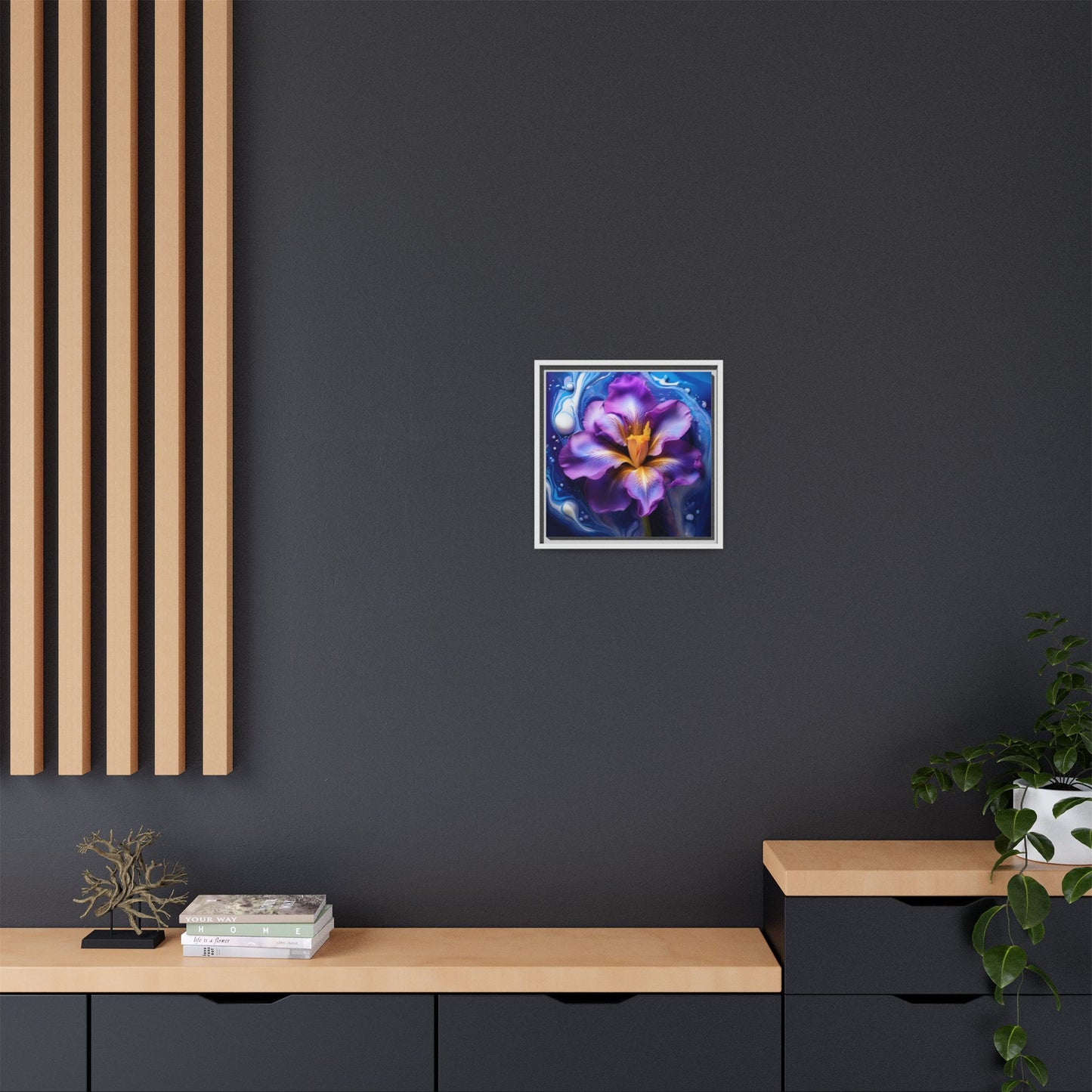 Abstract Iris - Style 2 -  Floral Framed Canvas,  Wall Print, wall art, botanical art
