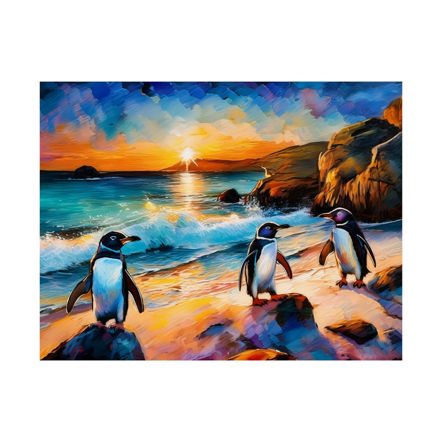 Philip Island Little Penguins Australia Wall Art | Vibrant Wall Print | Unique Painting Print | Style 1 | Wall Art | Wall Print