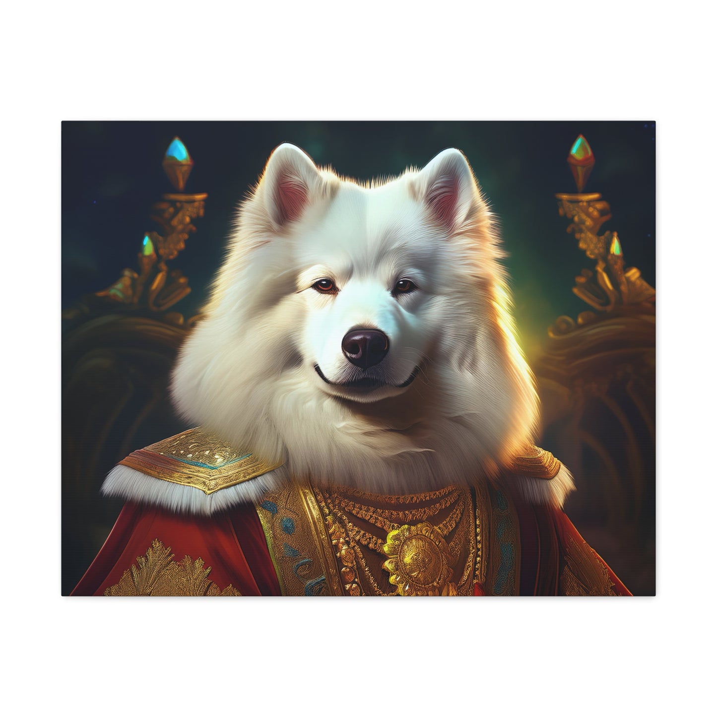 Samoyed Renaissance Pet Portrait on Canvas, wall art, wall print, dog portrait, dog art