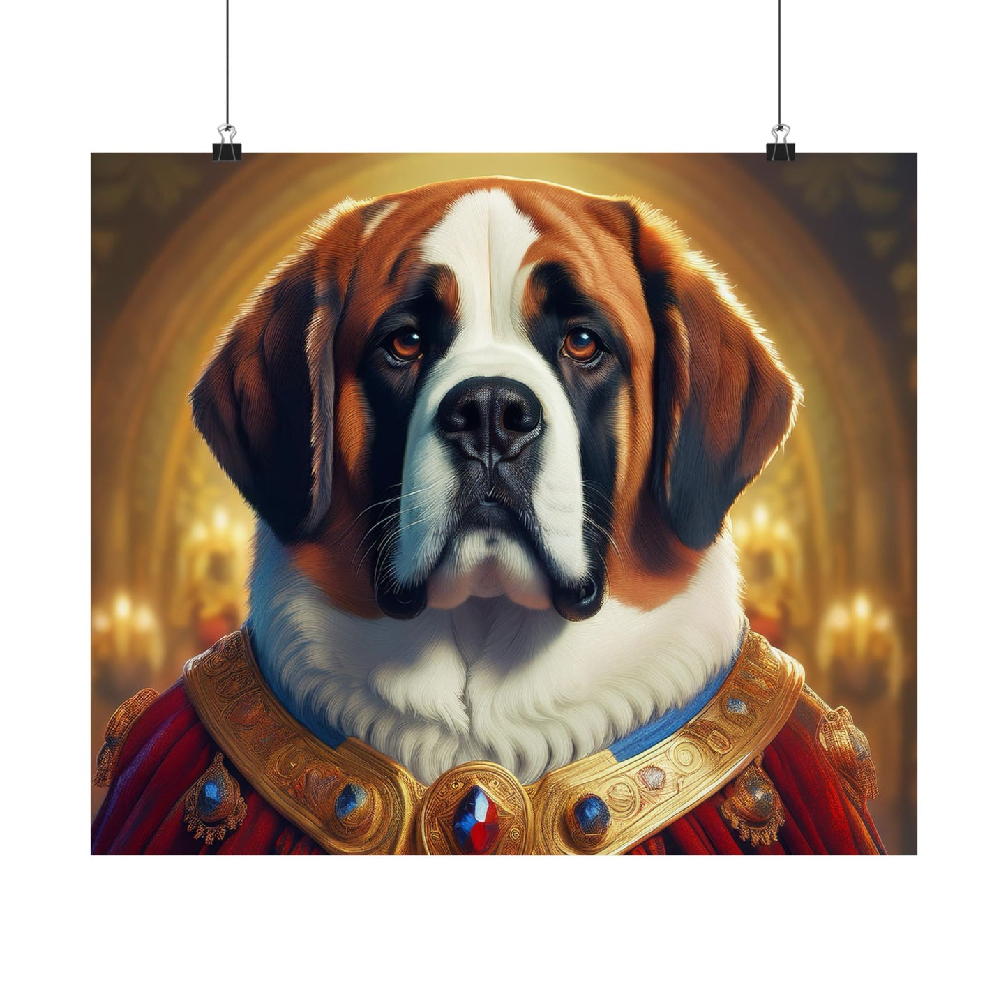 St Bernard Renaissance Pet Portrait Print | Unique Dog Art | Wall Art | Wall Print