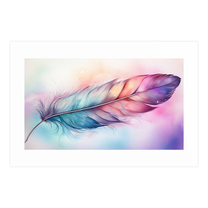 Rainbow Feather Watercolor Print - 4 | Wall Art | Wall Print
