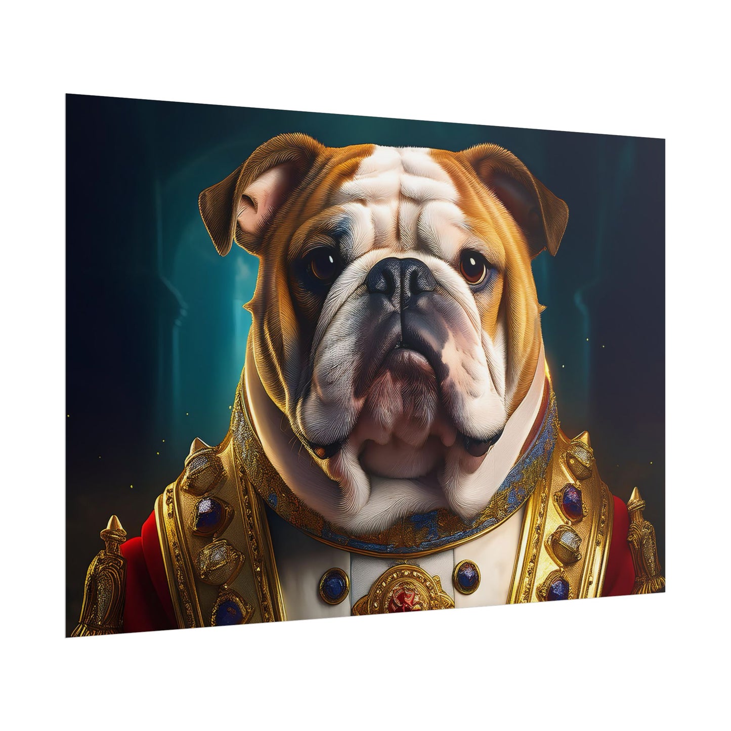 English Bulldog Renaissance  Dog Pet Portrait Print | Wall Art | Wall Print