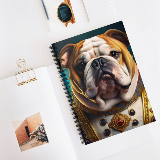 English Bulldog Renaissance Pet Portrait Spiral Notebook, Writing Journal, Note-Taking, Unique Dog Lover Gift