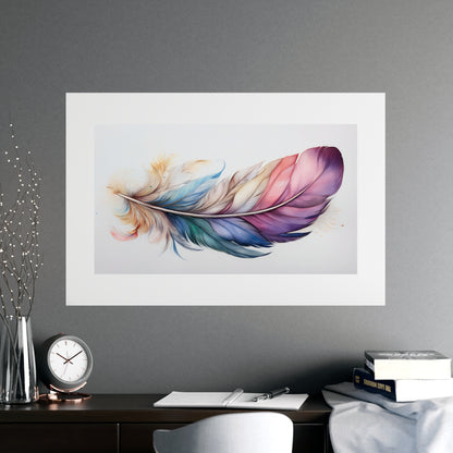 Rainbow Feather Watercolor Print - 1 | Vibrant Wall Art & Prints | Unique Home Decor | Wall Print | Wall Art