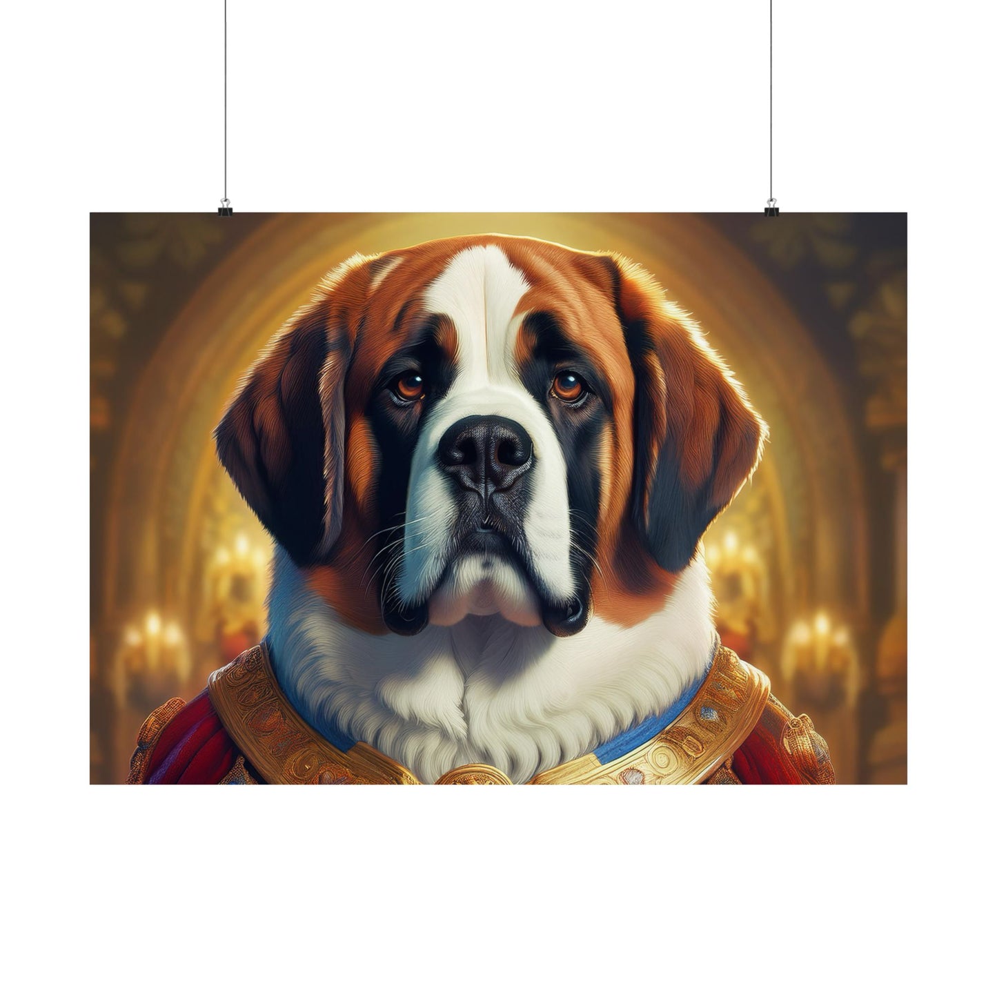 St Bernard Renaissance Pet Portrait Print | Unique Dog Art | Wall Art | Wall Print