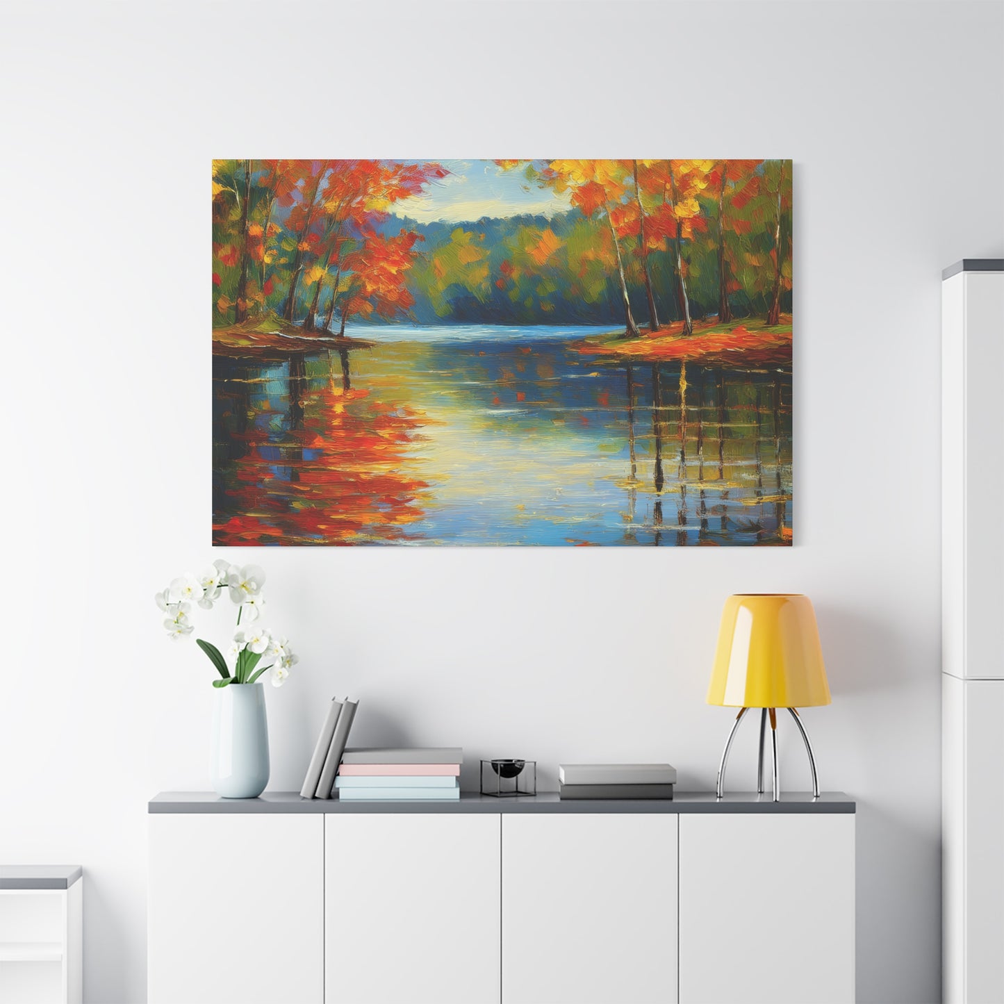 Fall Changing Leaves on a Lake Canvas Print | Style 2 | Wall Art | Wall Print | Fall Decor