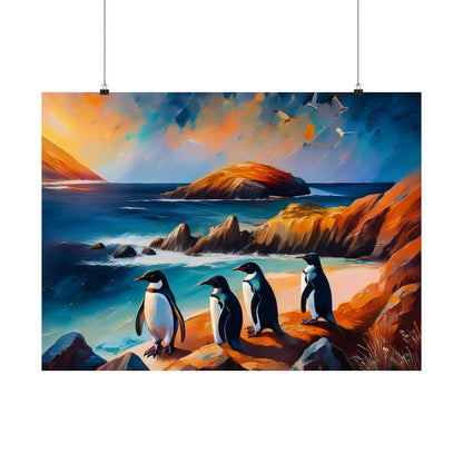 Phillip Island Little Penguins Australia Wall Art | Vibrant Wall Print | Unique Painting Print | Style 2 | Wall Art | Wall Print