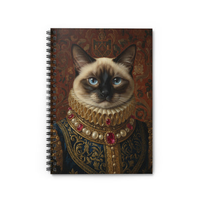 Siamese Renaissance Pet Portrait Cat Spiral Notebook - Elegant Design for Cat Lovers, Journaling, Note-taking, Gifts, Stationery