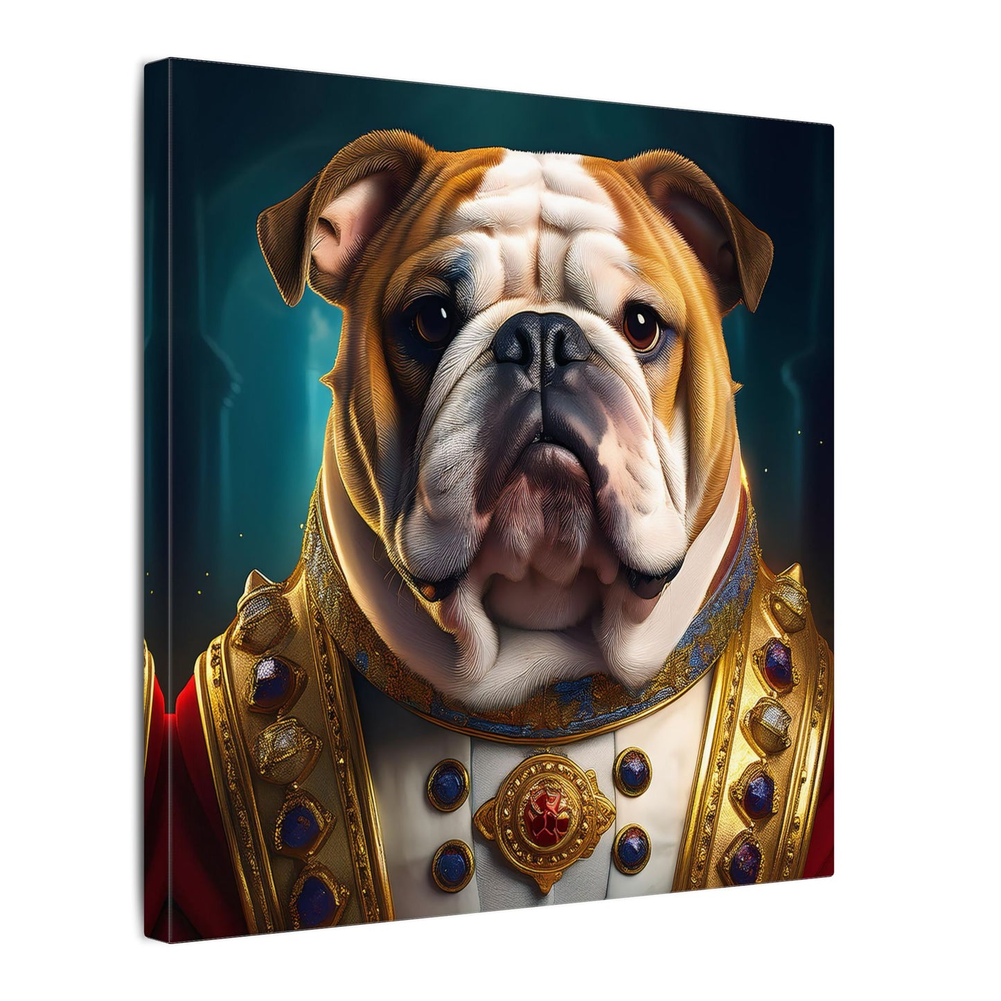 English Bulldog Pet Portrait Renaissance - Canvas, wall art, wall print, dog portrait, dog art