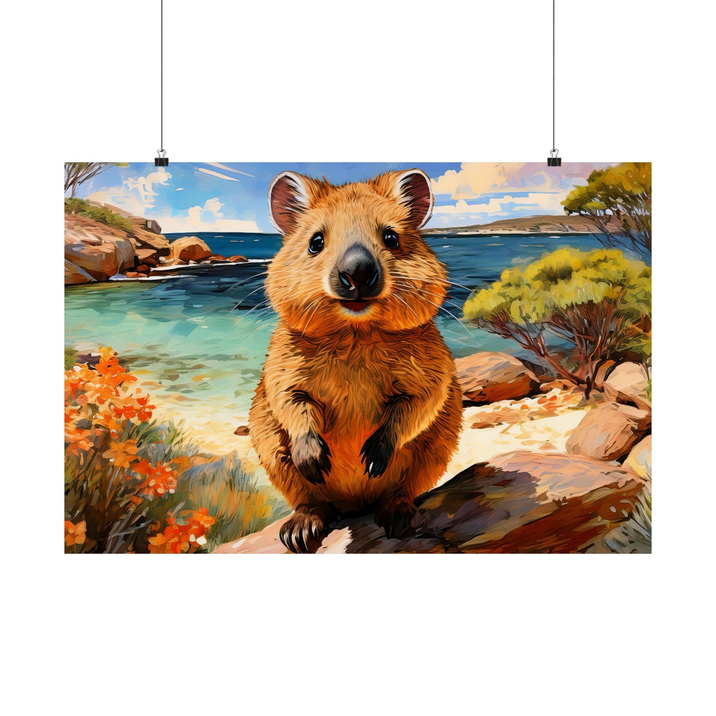Quokkas at Rottnest Island Western Australia Print |  Unique Painting Print | Style 1 | Wall Art | Wall Print