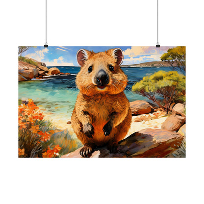 Quokkas at Rottnest Island Western Australia Print |  Unique Painting Print | Style 1 | Wall Art | Wall Print