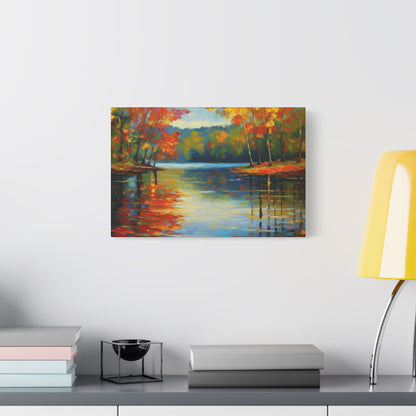 Fall Changing Leaves on a Lake Canvas Print | Style 2 | Wall Art | Wall Print | Fall Decor
