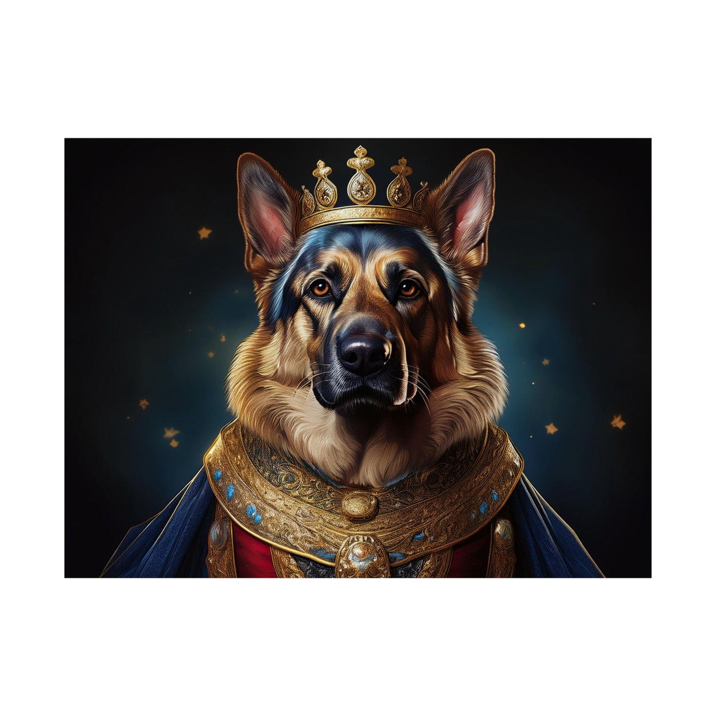 German Shepherd Renaissance Dog Portrait Art Print, Wall Decor Gift, Animal Lover Home Decor, Dog Wall Art