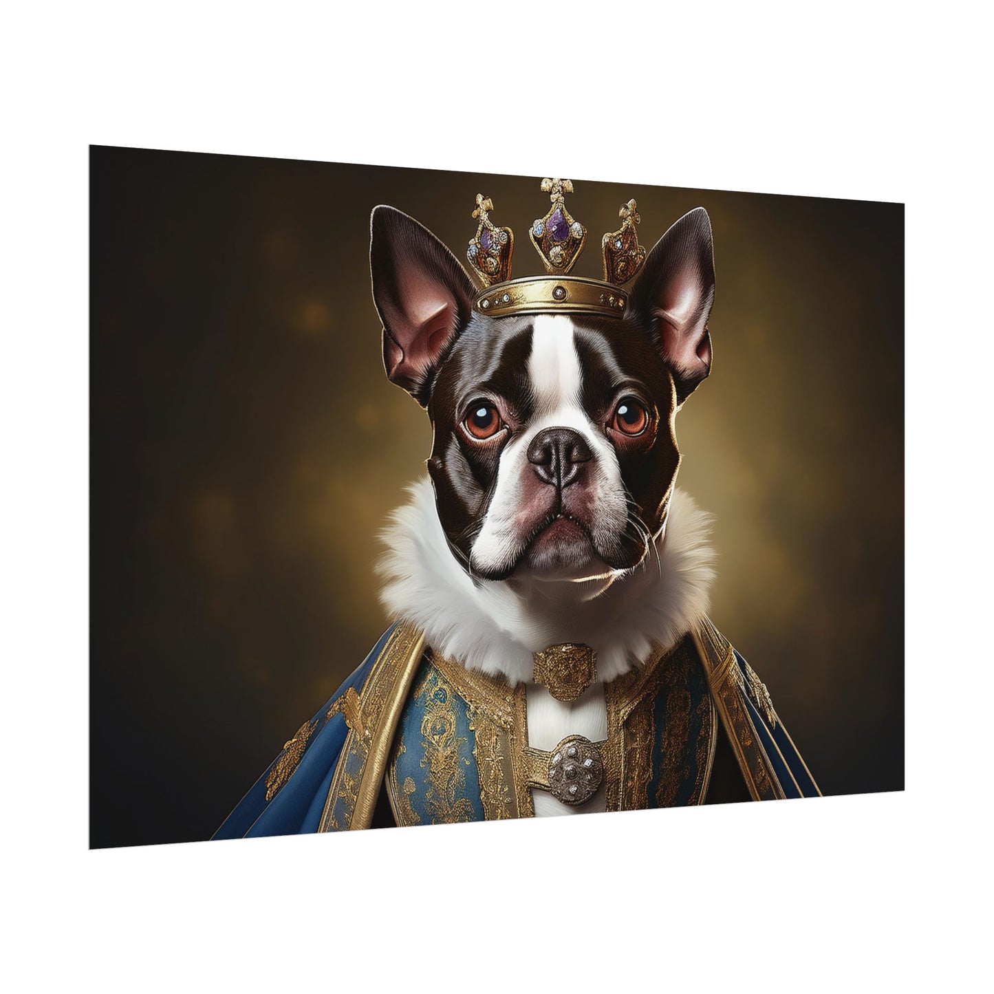 Boston Terrier Renaissance Dog Portrait Art Print, Wall Decor Gift, Animal Lover Home Decor, Dog Wall Art