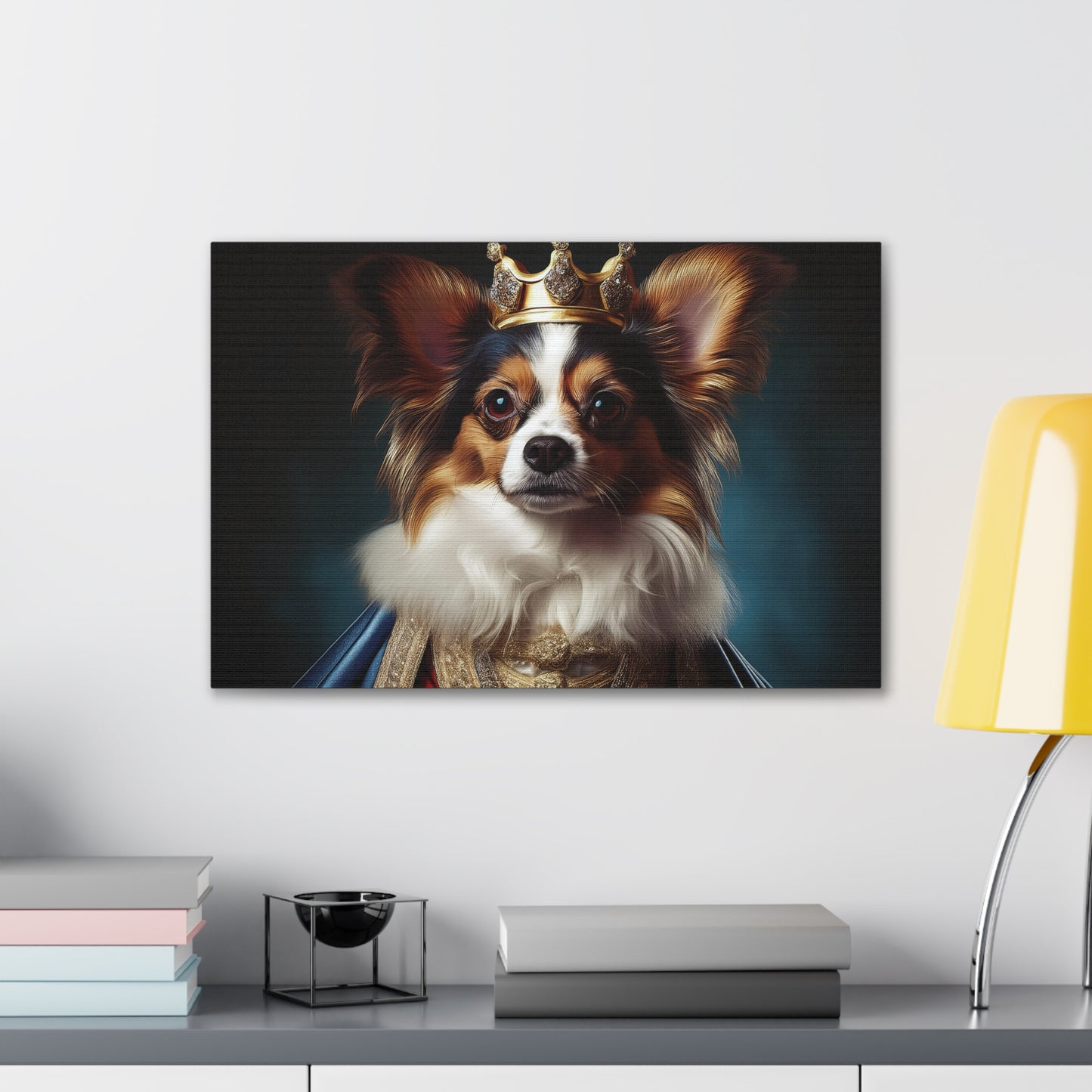 Papillon Pet Portrait Renaissance on Canvas, wall art, wall print, dog portrait, dog art