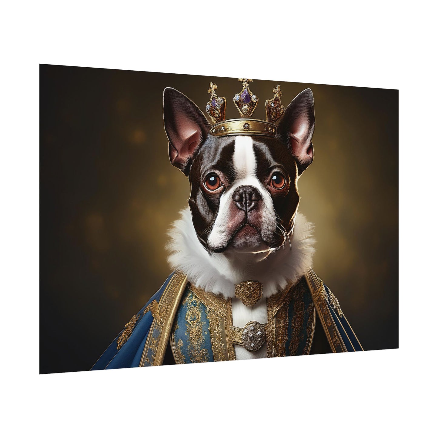 Boston Terrier Renaissance Dog Portrait Art Print, Wall Decor Gift, Animal Lover Home Decor, Dog Wall Art