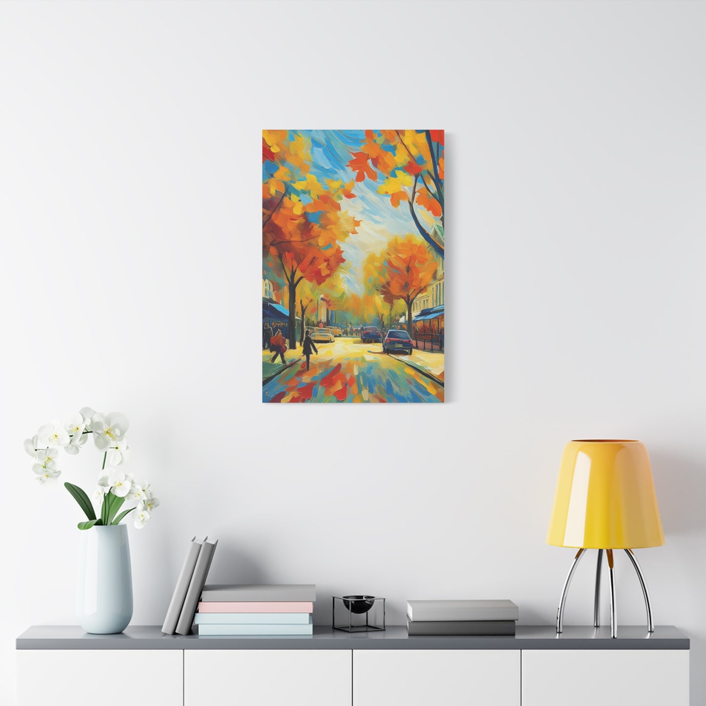 Fall Leaves In the City Painting Canvas Wall Art | Wall Art | Wall Print