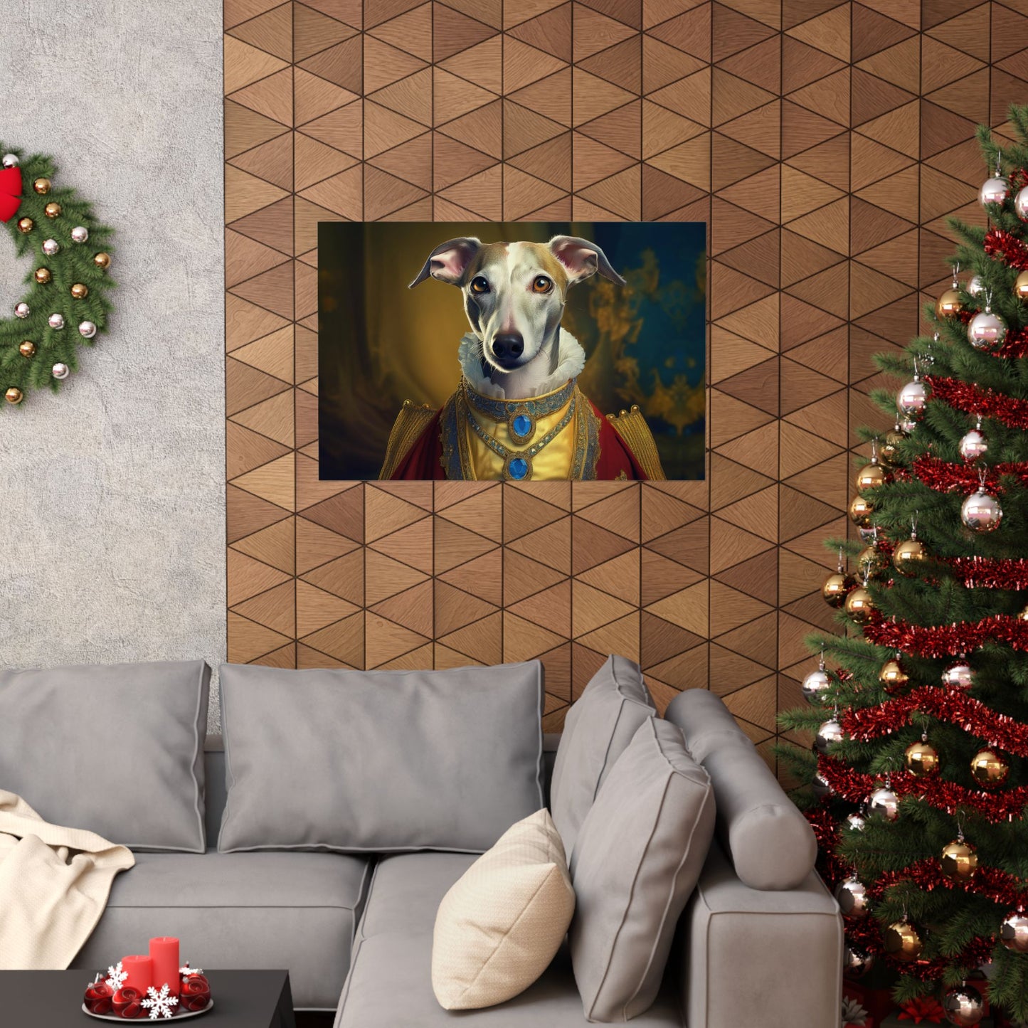 Whippet Dog Renaissance Pet Portrait Print, Whippet Art, Canine Decor, Dog Memorial Gift, wall print, wall art