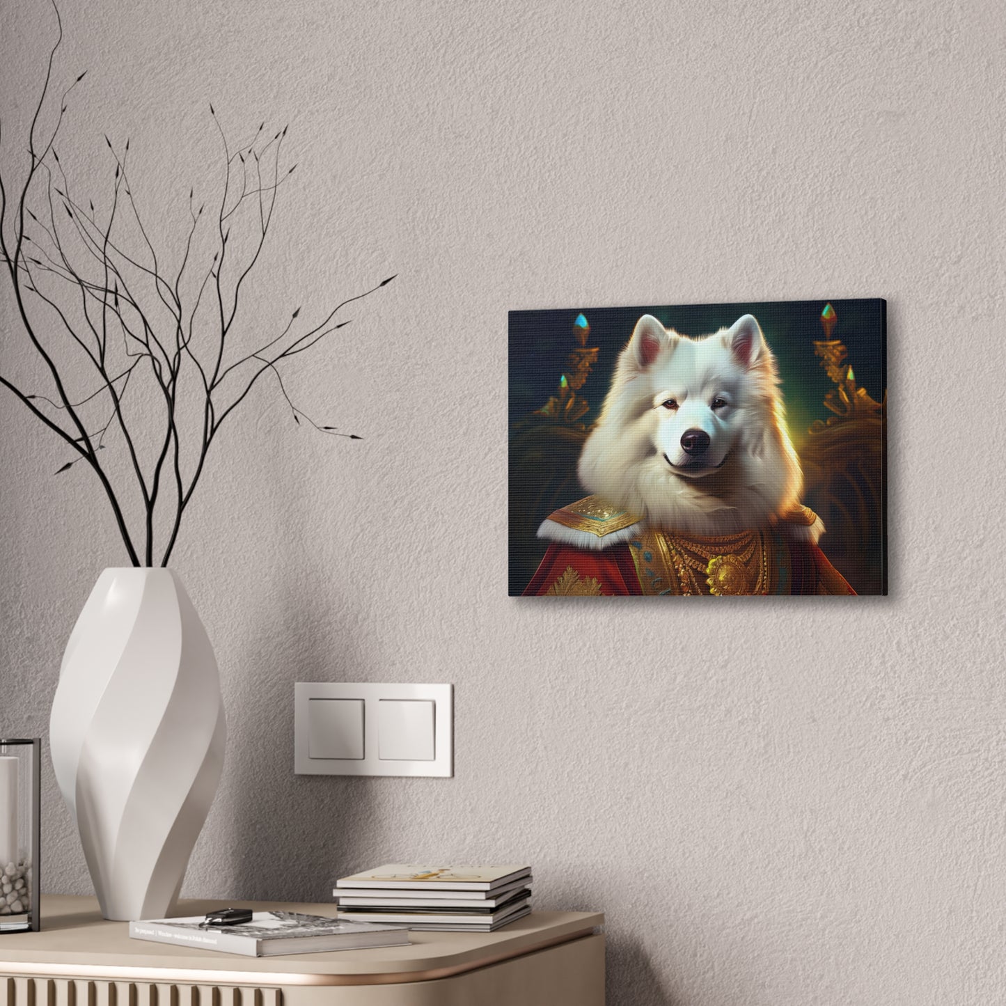 Regal Samoyed Canvas Art, Pet Wall Decor, Dog Portrait, Unique Home Decor, Animal Lover Gift, Noble Canine Wall Art