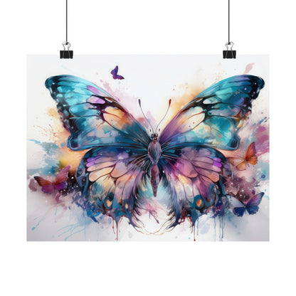 Teal, Orange & Purple Butterfly Alcohol Ink Wall Art | Butterfly wall art | Wall Art | Wall Print