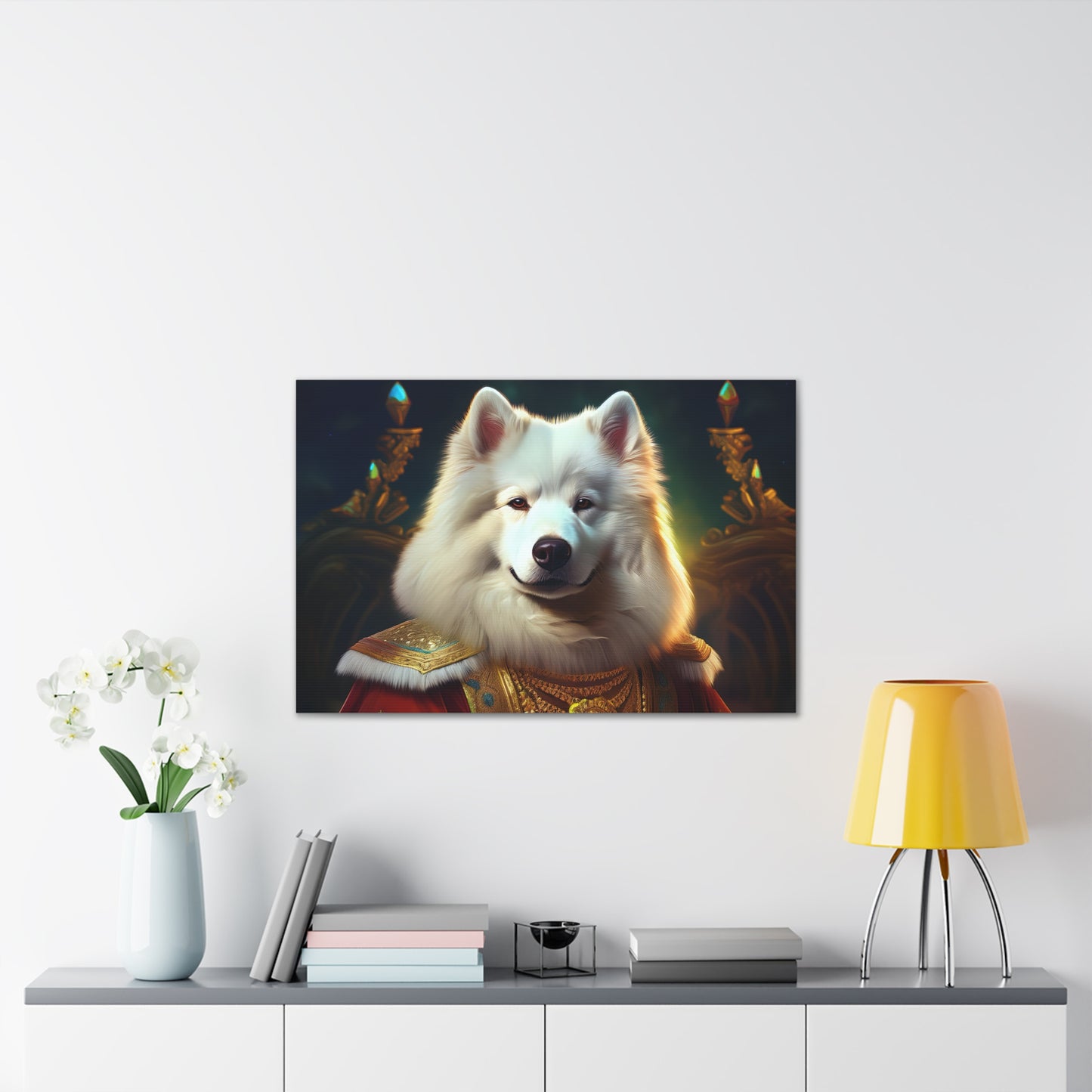 Regal Samoyed Canvas Art, Pet Wall Decor, Dog Portrait, Unique Home Decor, Animal Lover Gift, Noble Canine Wall Art