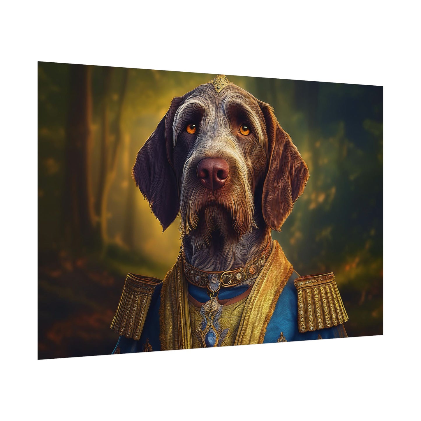 German Wirehaired Pointer Renaissance Pet Portrait Print, Pointer, Dog Lover Wall Art,  Dog Memorial Gift, wall art, wall print, dog print