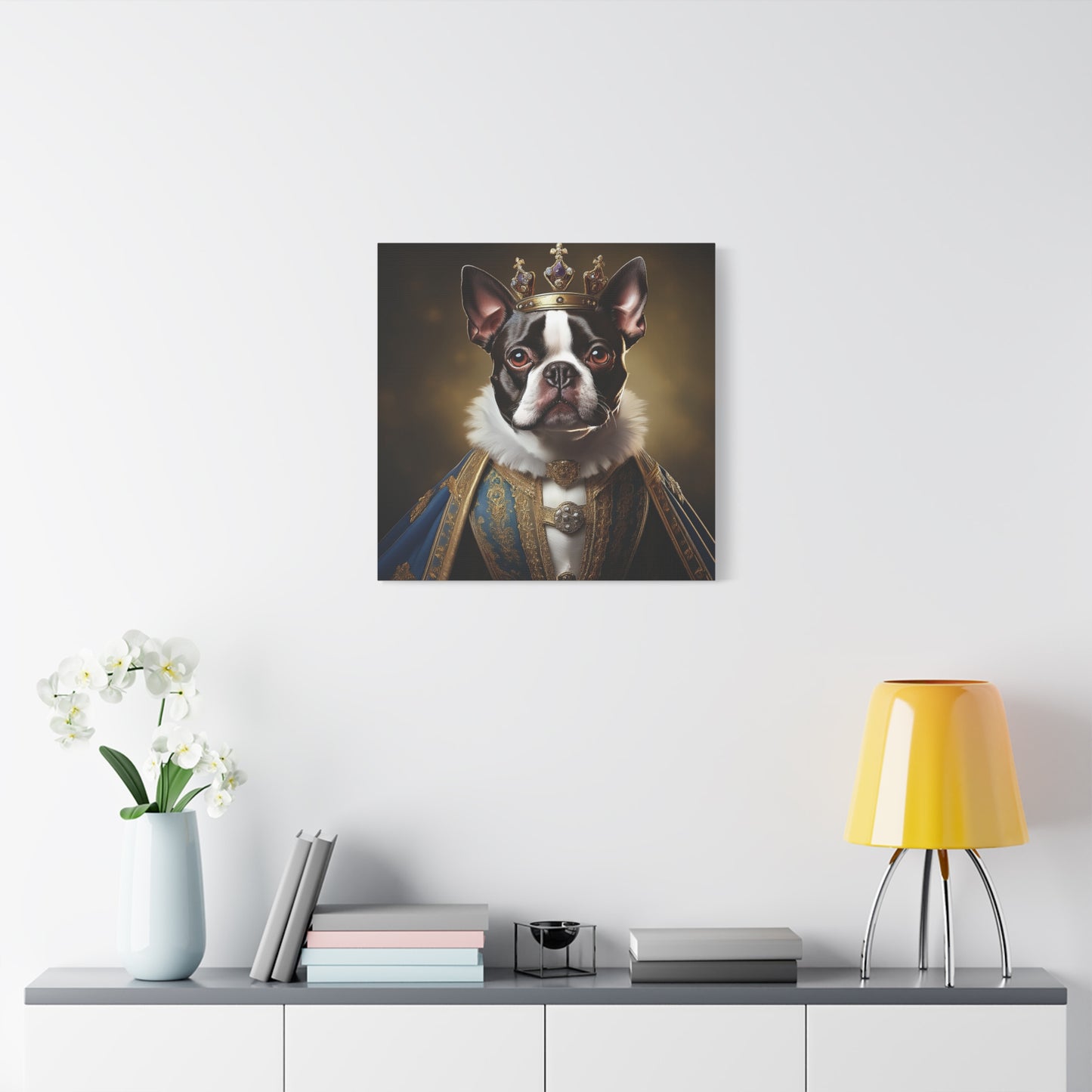 Boston Terrier Renaissance Pet Portrait on Canvas, wall print, wall art, dog portrait, dog art