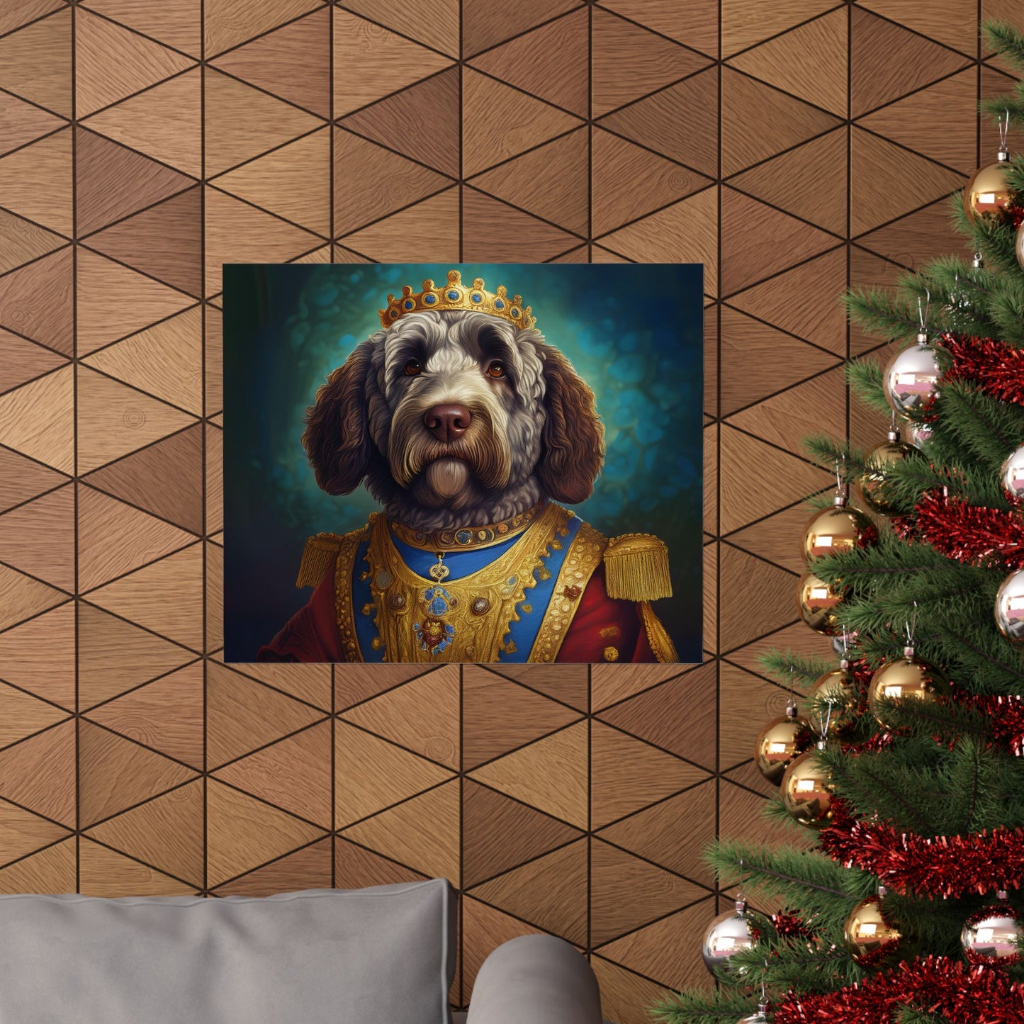 Portuguese Water Dog Renaissance Portrait Art Print, Wall Decor Gift, Animal Lover Home Decor, Dog Wall Art