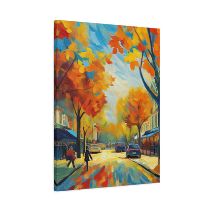 Fall Leaves In the City Painting Canvas Wall Art | Wall Art | Wall Print
