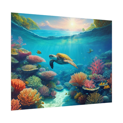 Turtle in the Great Barrier Reef  Australia Coastal Print | Style 1 | Wall Art | Wall Print
