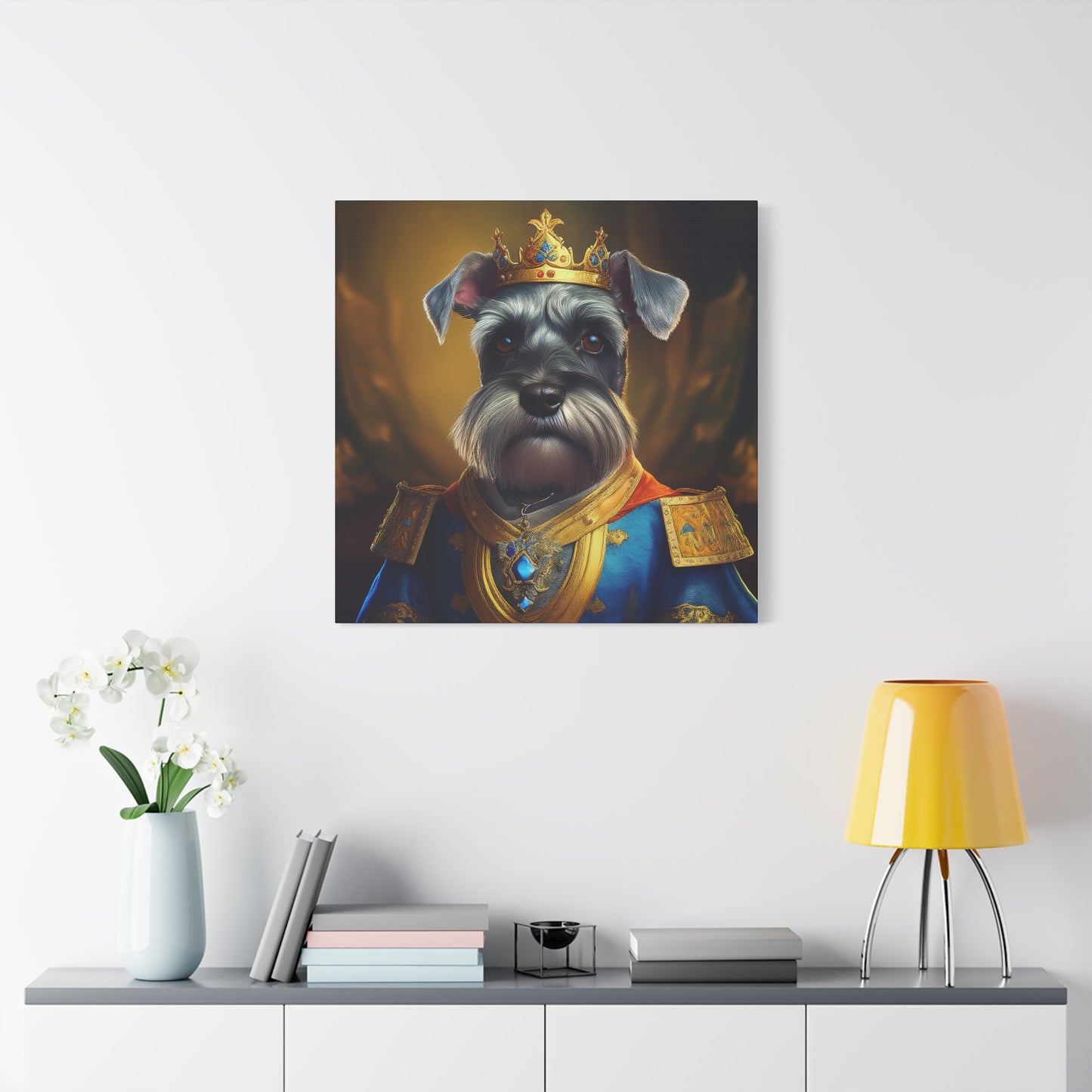 Miniature Schnauzer Renaissance Pet Portrait on Canvas | wall art | wall print | dog art