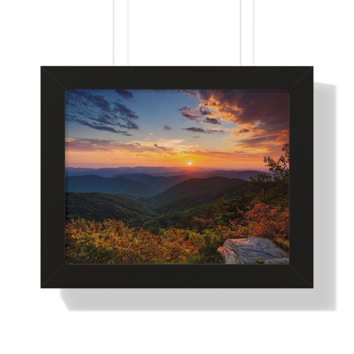 Sunset over Blue Ridge Mountains Fall Landscape Framed Print