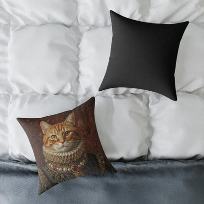 Ginger Renaissance Cat Portrait Pillow, Decorative Pillow, Pet Lover Gift, Home Decor, Cushion for Cat Lovers, Cat-Themed Gift
