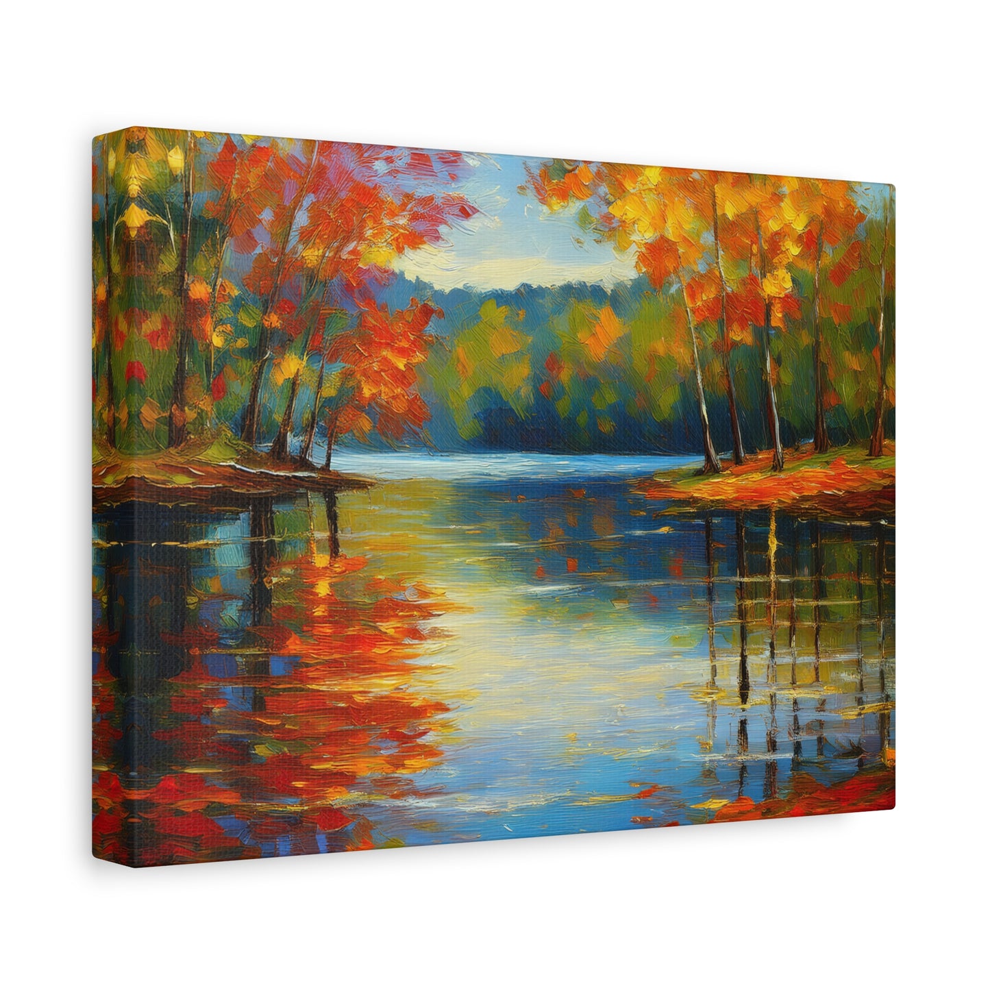 Fall Changing Leaves on a Lake Canvas Print | Style 2 | Wall Art | Wall Print | Fall Decor