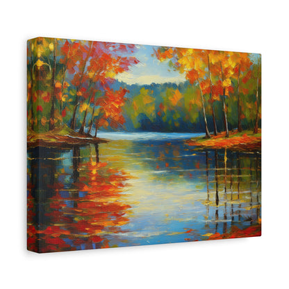 Fall Changing Leaves on a Lake Canvas Print | Style 2 | Wall Art | Wall Print | Fall Decor