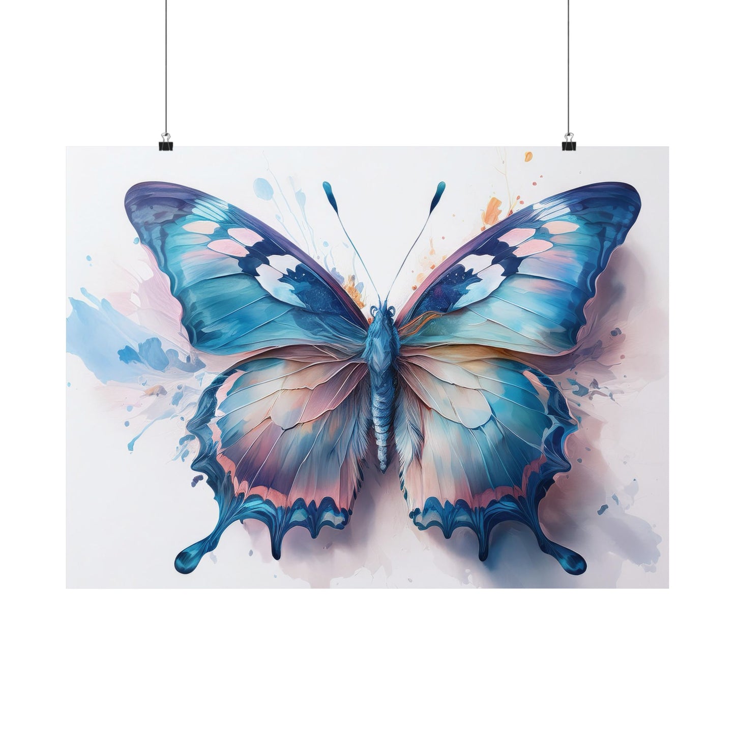 Teal, Blue & Pink Butterfly Alcohol Ink Wall Art |  Butterfly wall art | Wall Art | Wall Print