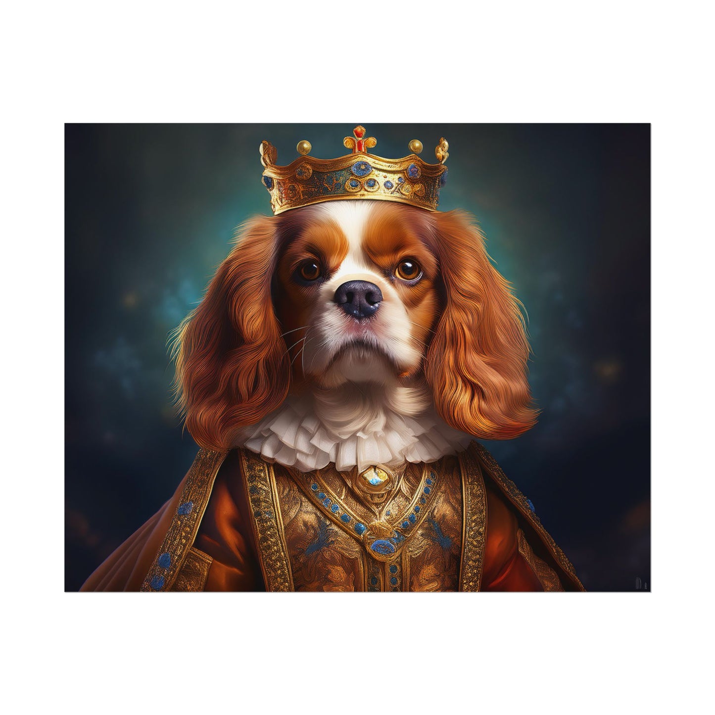 Cavalier King Charles Spaniel Art Pet Portrait Print, Renaissance, Wall Print, Wall Art