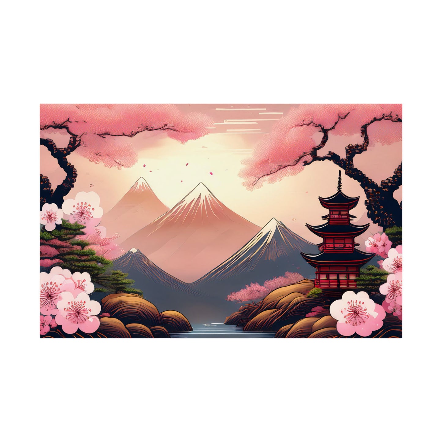 Japanese Cherry Blossom Wall Art Print | Wall Art | Wall Print | Japanese Wall Art
