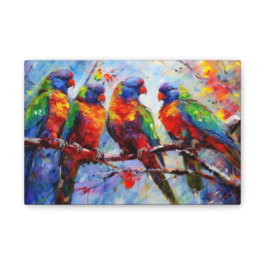 Vibrant Australian Rainbow Lorikeet Parrot Canvas Art, Colorful Wall Decor, Tropical Home Accent, Bird Lover Gift, Nature-Inspired Artwork