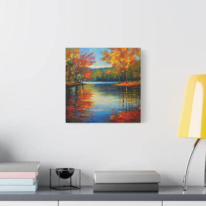 Fall Changing Leaves on a Lake Canvas Print | Style 2 | Wall Art | Wall Print | Fall Decor