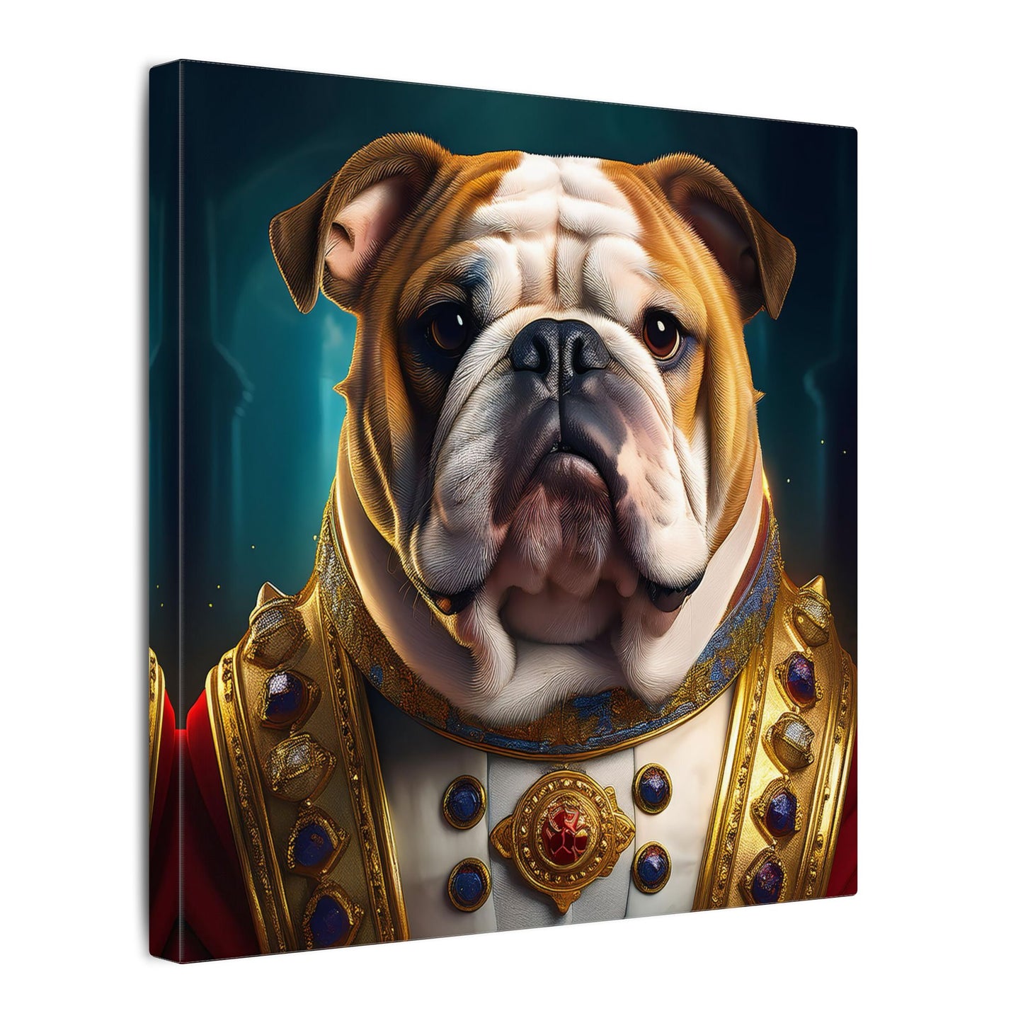 English Bulldog Pet Portrait Renaissance - Canvas, wall art, wall print, dog portrait, dog art