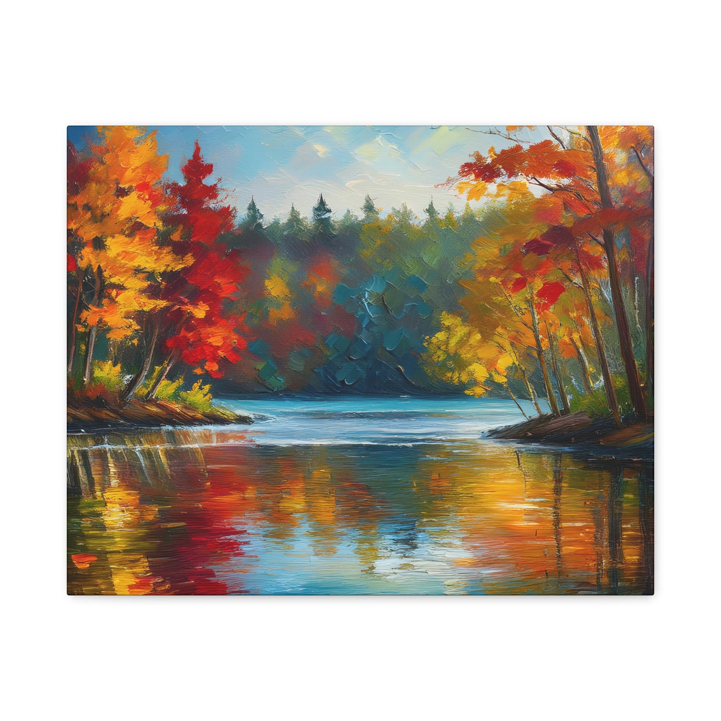 Fall Leaves on the Lake on Canvas | wall art |  wall print