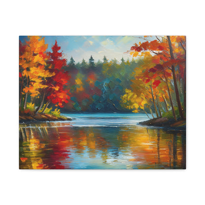 Fall Leaves on the Lake on Canvas | wall art |  wall print