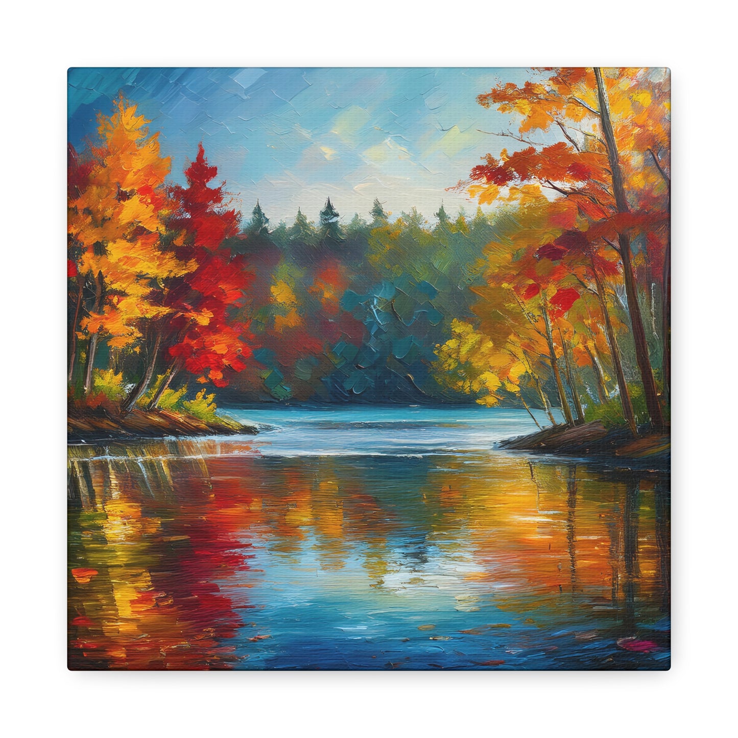 Fall Leaves on the Lake on Canvas | wall art |  wall print